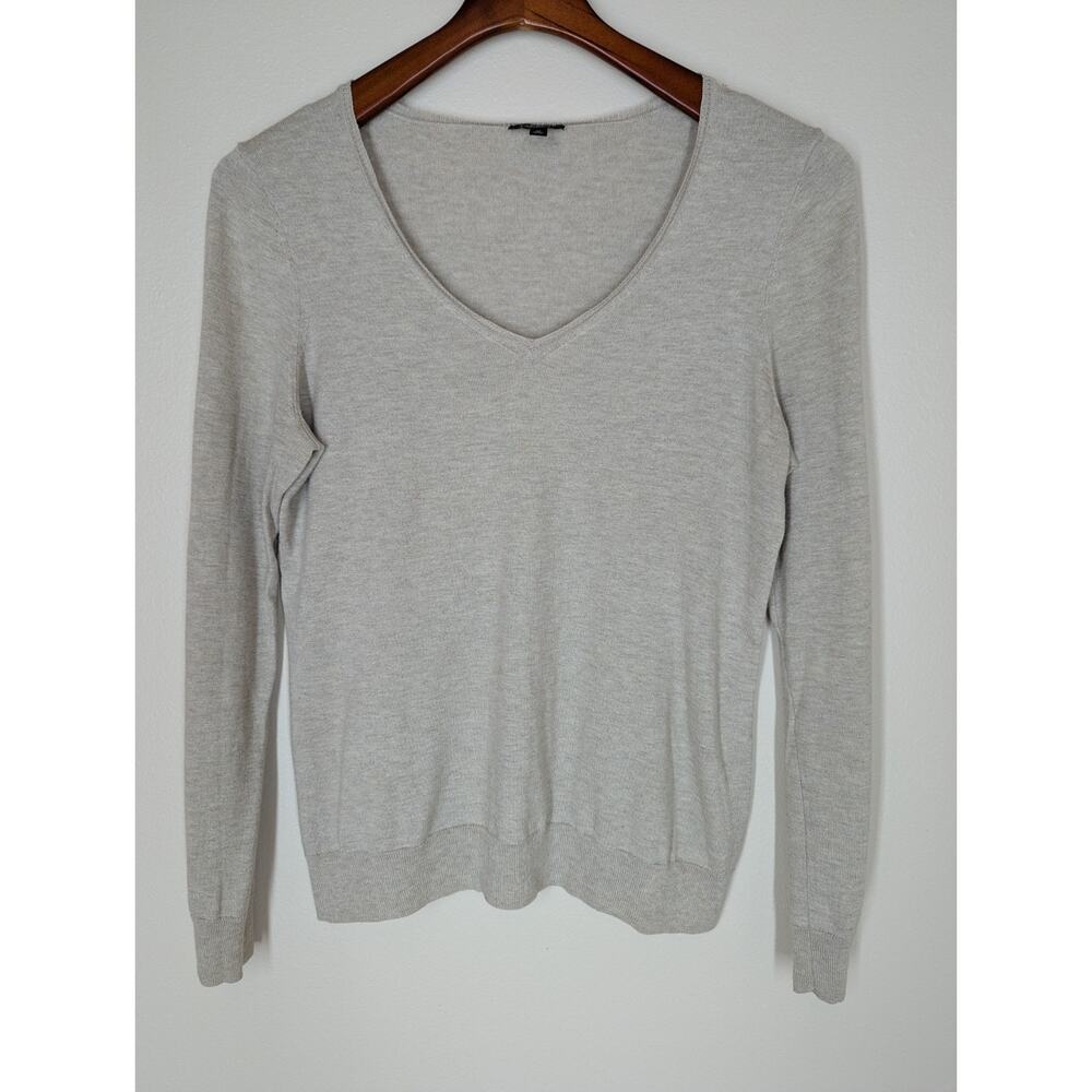 Talbots Cashmere Pima Cotton Blend Sweater Women's Medium V-Neck Pullover Tan